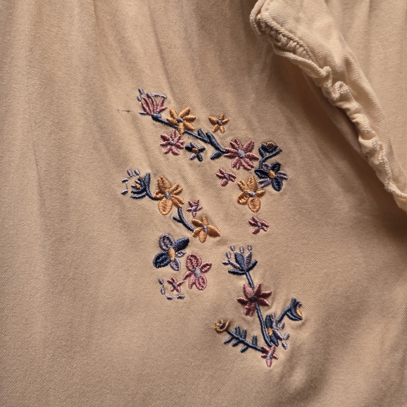 Embroidered Boho Blouse | Ruffle Collar Floral Viscose Top | Cottagecore - Picture 8 of 12